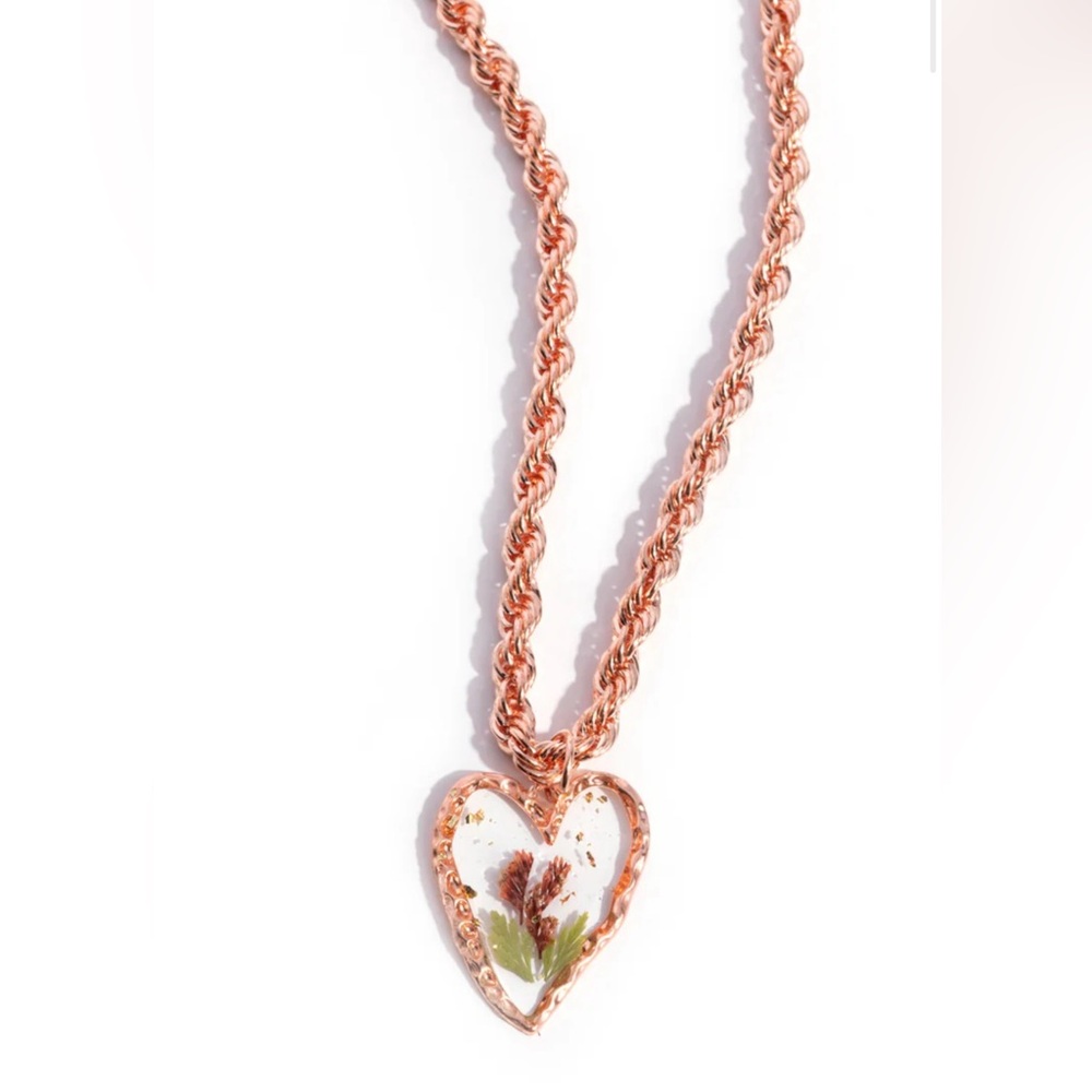 Copper Tone Chain with Heart Pendant Necklace